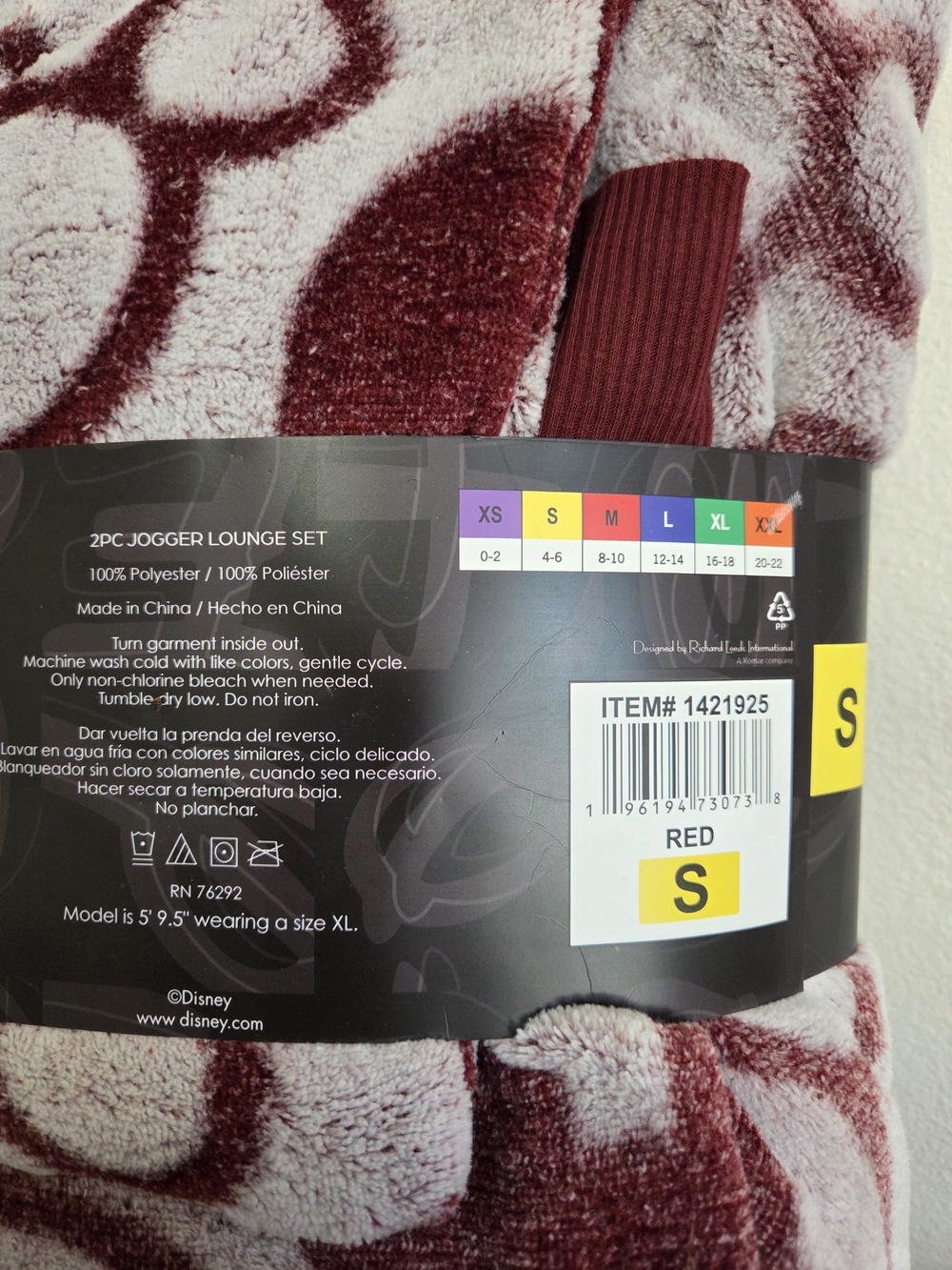 NWT Women's Disney Mickey Mouse 2pc Jogger Lounge Set, Long sleeve, Maroon - Picture 4 of 5